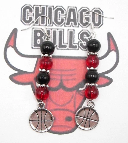 NEW--CHICAGO BULLS NBA BASKETBALL EARRINGS-HANDCRAFTED-VERY NICE Cover