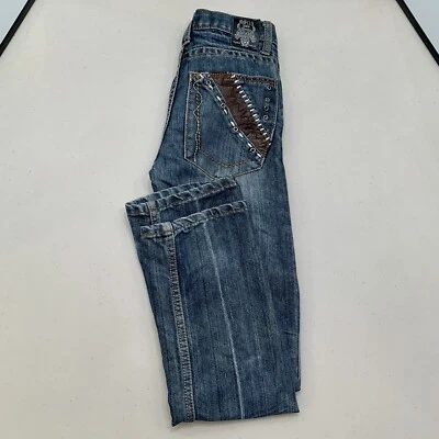 Pantalones de mezclilla GS115 niños 10 piernas rectas cuero detalles bolsillos niña Foto 1 de 4