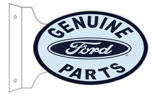 GENUINE FORD PARTS 18" HEAVY DUTY USA MADE METAL DOUBLE SIDED AUTO CAR ADV SIGN - Picture 1 of 1