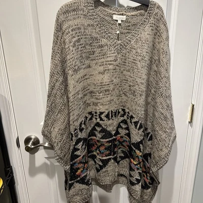 Poncho para mujer Velzera tejido azteca boho arco iris OS Foto 1 de 4