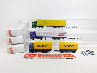 3X AWM H0 1:87 LKW: MAN Dachser+Mercedes Fischer/Radler Sg/Mint+Box #DE326-0,5 - Immagine 1 di 4
