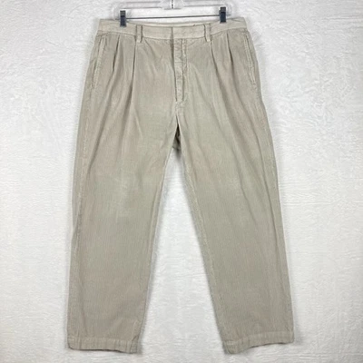Pantalones de pana plisados Nautica de colección para hombre 36x30 (35x28) crema caqui pierna ancha holgados Foto 1 de 4