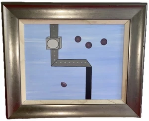 Quadro bordo duro surrealismo geometrico 18” x 15” belle arti originale postmoderno - Foto 1 di 4