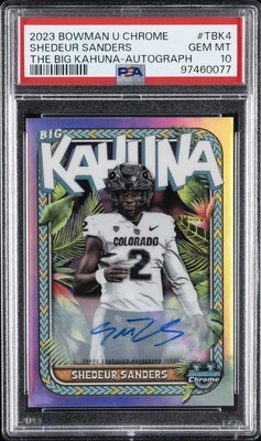 2023 BOWMAN UNIVERSITY CHROME THE BIG KAHUNA AUTO SHEDEUR SANDERS 98/150 PSA 10 - Image 1 of 2