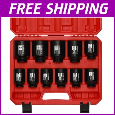 1/2" Drive 11PCS Impact Socket Set, 6 Point, SAE Spindle Nut - Image 1 of 4