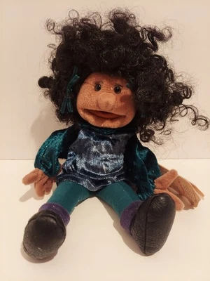 Folkmanis Girl Finger Puppet Black Hair Brown Skin 12" African American NWT - Image 1 of 4