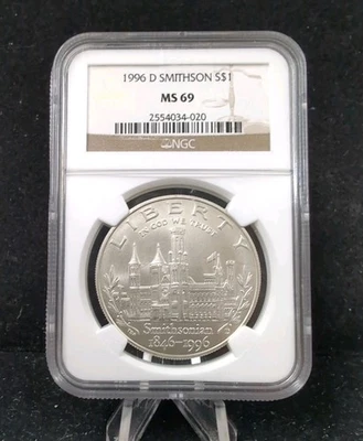 1996 D $1 Smithsonian COMMEMORATIVE DOLLAR NGC MS 69  5824A - Image 1 of 2