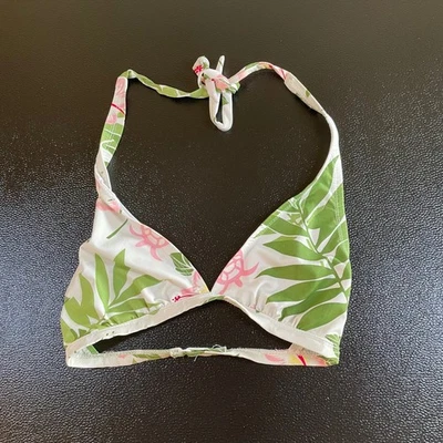 Top de bikini halter floral verde rosa tropical traje de baño playa verano para mujer pequeño Foto 1 de 4