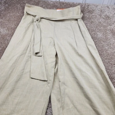 Worthington Petite Wide Leg Tie Waist Pants 12P Beige Career Casual New Tags - Image 1 of 4