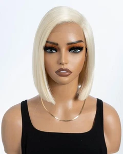 Style Icon 613 Blonde Lace Daria Front Wig 9in Bob Blunt Cut Synthetic Side Part - Picture 1 of 6