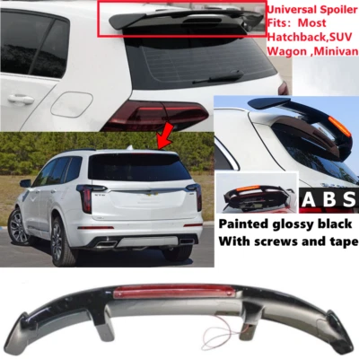 Universal Gloss Black Rear Roof Spoiler Wing w/ Light Fit For Cadillac XT6 2020+ Foto 1 de 4
