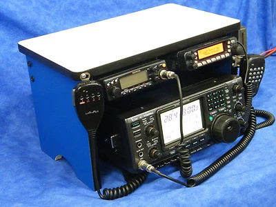 Scanner Radio Bench Mount Rack Stack or Holder Kenwood Yaesu Icom Mike Antenna  - Image 1 of 4