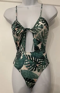 Traje de baño de una pieza para mujer nuevo con etiquetas LA Hearts PacSun blanco tropical recortado talla XS - Imagen 1 de 8