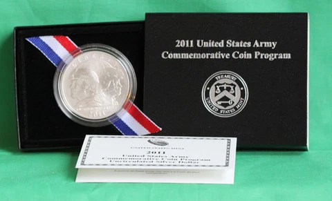 2011 BU US Army Commemorative UNCIRCULATED 90% Silver Dollar Coin with Box & COA Cover