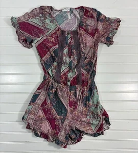 435 Matilda Jane Romper Girls Size 12 Floral Ruffle Purple Teal - Picture 1 of 16