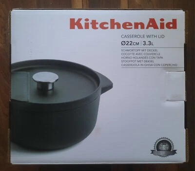 KitchenAid Schmortopf mit Deckel Schwarz 22cm/3,3l Eisenguss - NEU/OVP TOP!!! - Bild 1 von 2