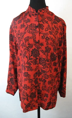 Blusa Easyspirit 100% seda roja negra talla L, E-73 Foto 1 de 4