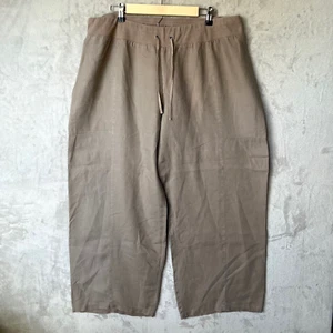 Eileen Fisher Size XL Drawstring Straight Leg 100% Linen Pants in Mocha *pilling - Picture 1 of 9