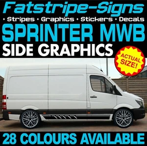 to fit MERCEDES SPRINTER MWB GRAPHICS STICKERS STRIPES RACE CAMPER VAN MOTORHOME - Picture 1 of 2