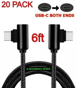 20 PACK 90 Degree Angle USB-C to USB-C Charger Cable Fast Charging Type Sync - Picture 1 of 6