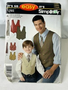 Simplicity 1745 Herren & Jungen Weste und Krawattenmuster Gr. S-XL ungeschnitten - Bild 1 von 3