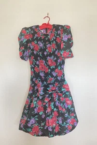 Vestido de cóctel vintage de noche de apertura años 70 para mujer 8 mangas acolchadas florales dobladillo burbuja - Imagen 1 de 9