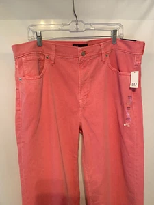 GAP Wide Leg Women's Size 18 / 34R Candy Coral Pink High Rise Denim Jean - Picture 1 of 12