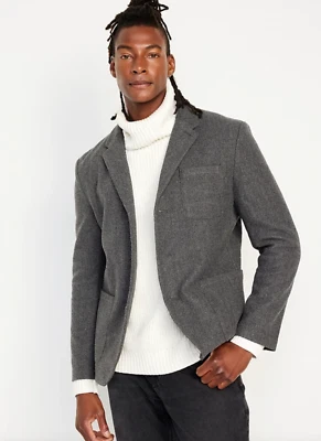 OLD NAVY ~ New! NWT Men's Small ~ Charcoal Gray Three Button Knit Blazer Jacket - Image 1 of 4