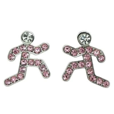 Brincos Runners feitos com joias cor corredor rosa cristal Swarovski - Imagem 1 de 4
