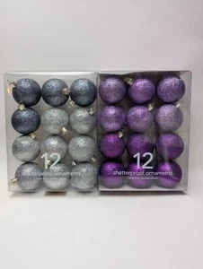 Shatterproof Ornaments Martha Stewart Twilight 2006 Set 2 Boxen Lila Silber - Bild 1 von 3