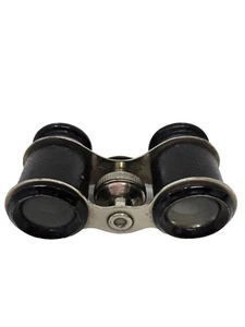 Vintage Mini Theatre Opera Binoculars Black Silver Metal Parts Unbranded - Picture 1 of 19