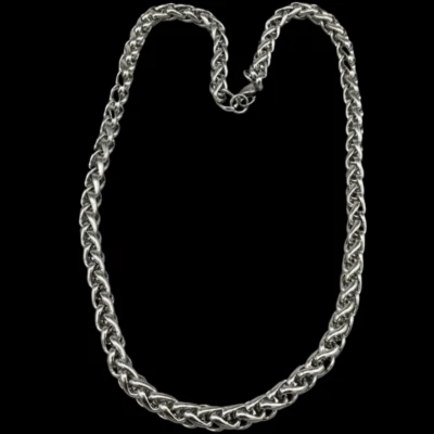 Collana uomo donna maglia ad intreccio color argento in acciaio inox Larga 7,5mm - Immagine 1 di 4