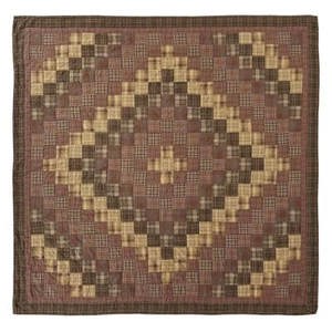 Hand Stitched Country Queen Quilt Brown Green Plaid Block Patchwork Prescott - Picture 1 of 7