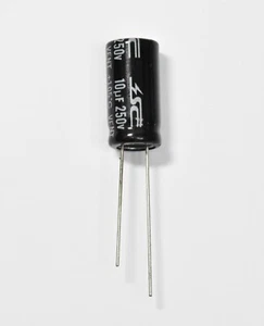 10pc Electrolytic Capacitor NPR Radial 2000hr 105℃ RoHS NP 10uF 250V φ10x21mm SC - Picture 1 of 2