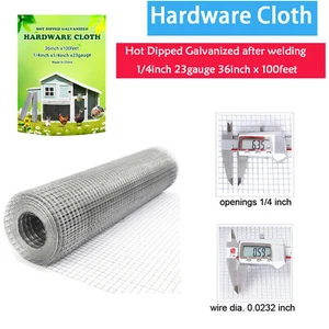 Paño de hardware 1/4 pulgada calibre 23 cerca de pollo alambre soldado galvanizado 36 pulgadas x 100 pies  - Imagen 1 de 15