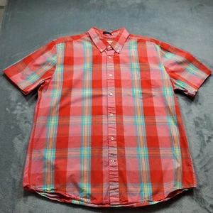 St John's Bay Classic Fit Button Up Plaid Shirt Yellow Orange Teal Men Sz XL - Picture 1 of 9