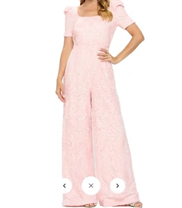 Women Pink Casual Cocktail Short Sleeve Wide Leg Pant Romper Jumpsuits S, M, L - Picture 1 of 3