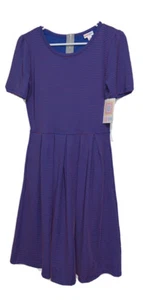 NWT Lularoe Amelia Kleid Sz S blauer roter strukturierter Streifen  - Bild 1 von 8