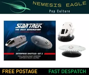 STAR TREK ENTERPRISE SHUTTLE SET 2 HAWKING & CPT YACHT CALYPSO XL RARE EAGLEMOSS - Picture 1 of 8