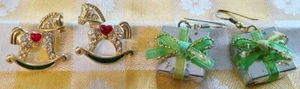 2 pares de pendientes perforados de poste y alambre de Navidad regalos caballos mecedores - Imagen 1 de 2