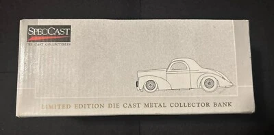 SpecCast 1941 Willys Coupe Street Rod Red Die Cast Metal Bank NIB Budweiser - Image 1 of 4