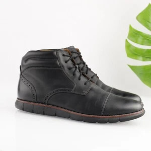 Johnston Murphy Mens Holden Boot Size 11.5 Black Leather Cap Toe Lace Up Chukka - Picture 1 of 19