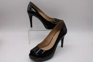 Antonio Melani glänzende schwarze Leder-Heels - Erika - Plateau offene Peeptoe - 9 M  - Bild 1 von 7