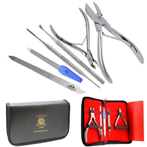Manicure Pedicure Nail Set Clipper Nipper Cutters Podiatrist 6Pcs + Storage Case - Picture 1 of 6
