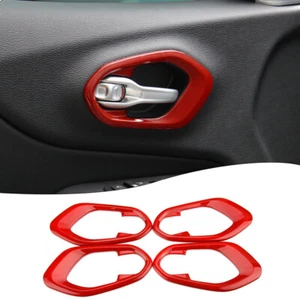 Protector de manija de puerta interior rojo pegatina cubierta de tazón embellecedor para Jeep Cherokee 14+ - Imagen 1 de 9