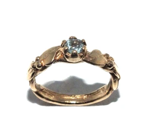 Anello In Oro Giallo 9 Carati Per Donne Con Un Gemma Trasparente, Taglia UK M1/2 - Foto 1 di 9