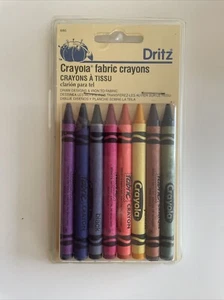 VTG 1997 DRITZ CRAYOLA IRON TRANFER FABRIC CRAYONS BOX OF 8 New - Picture 1 of 2