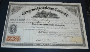 Congress Petroleum Company 1865 stock certificate - Picture 1 of 1