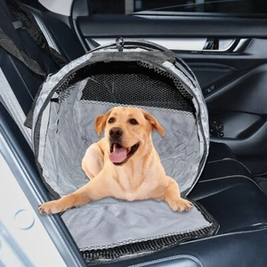 AU Gray Car Back Seat Pet Tube Soft Kennel Crate Foldable Dog Cat Mesh Carrier - Picture 1 of 8