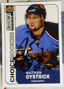 Atlanta Thrashers Nathan Oystrick Signed 2008/09 UD Choice Rookie Card Auto - Imagen 1 de 1